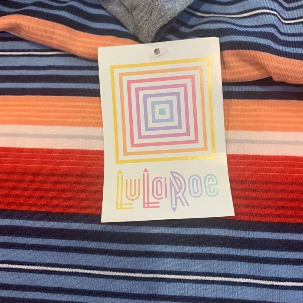 LulaRoe Debbie Multicolored Long Sleeve Striped Dress Size Small NWT